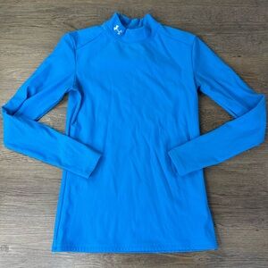 Under Armour Men’s Fitted Blue Compression Base Layer Shirt Mock Neck, size M